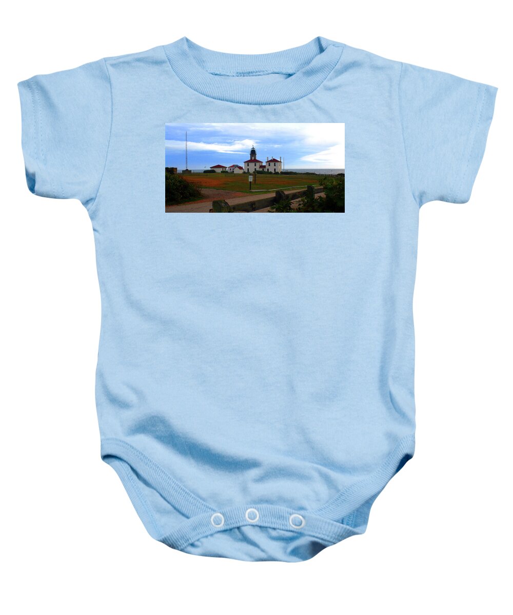 Lighthouse Baby Onesie featuring the photograph Beavertail Lighthouse by Jim Feldman