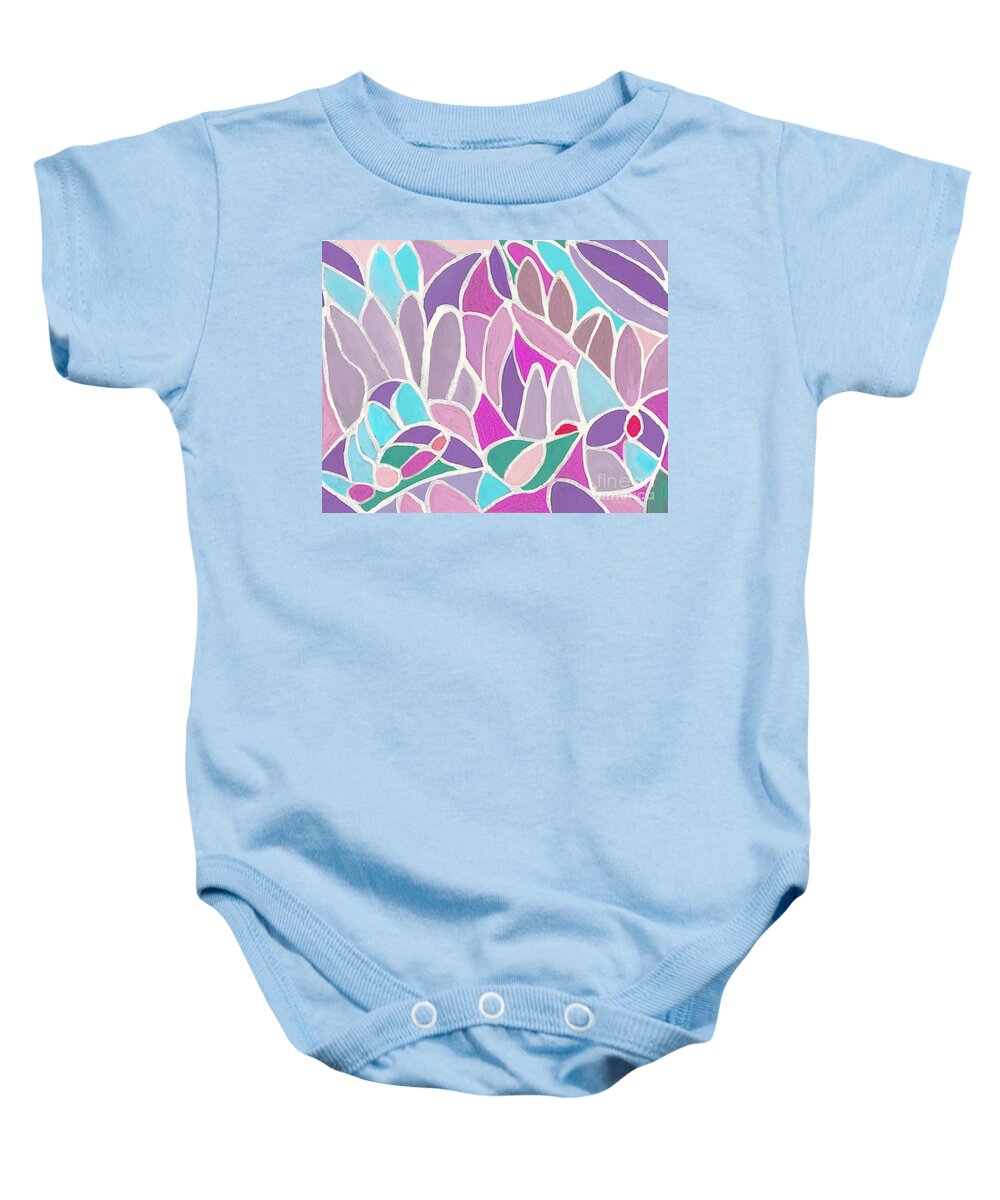 Flowers Baby Onesie featuring the mixed media Abstract Flowers by Lisa Neuman