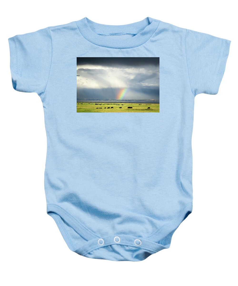 American Baby Onesie featuring the photograph American midwest rainbow by Serge Skiba