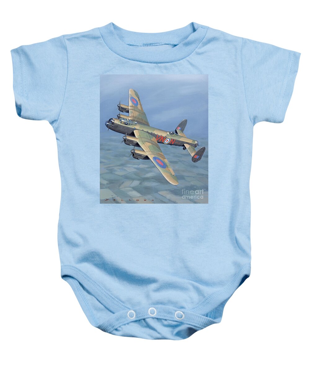 Aviation Baby Onesie featuring the painting Avro Lancaster by Jack Fellows