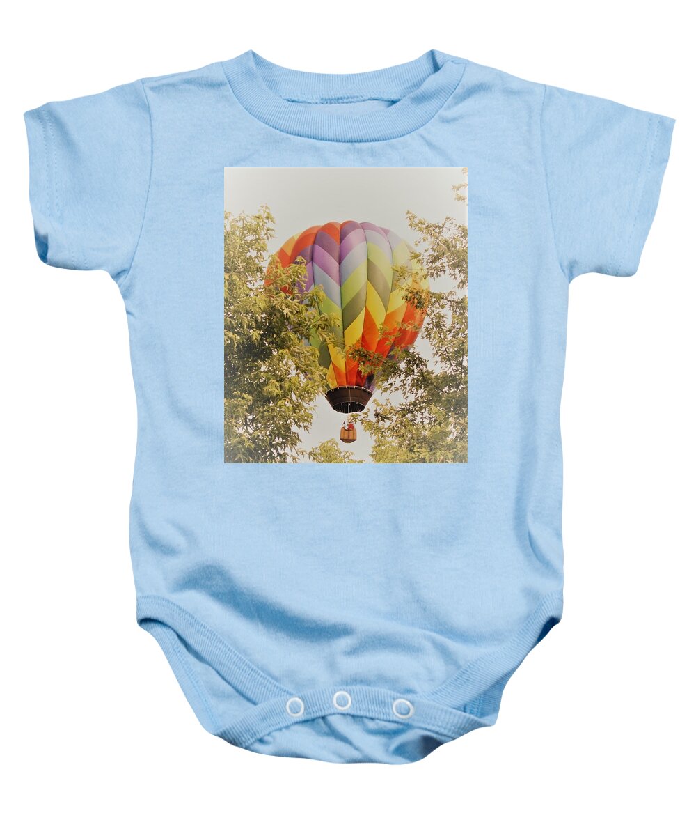Hot Air Balloon Baby Onesie featuring the photograph Balloon Ride by Harvest Moon Photography By Cheryl Ellis