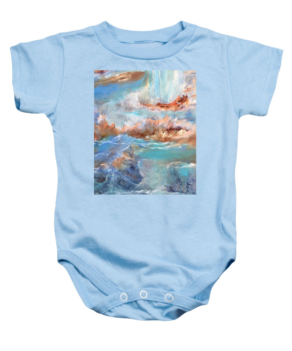 Blue Baby Onesie featuring the painting Barriers 2 by Soraya Silvestri