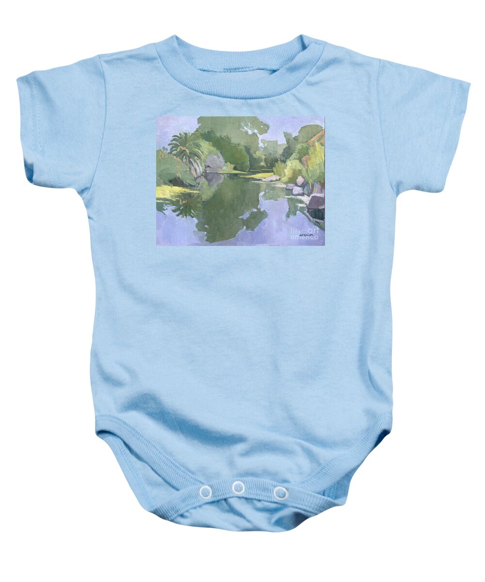 San Diego River Baby Onesie featuring the painting Belly of the River, San Diego by Paul Strahm