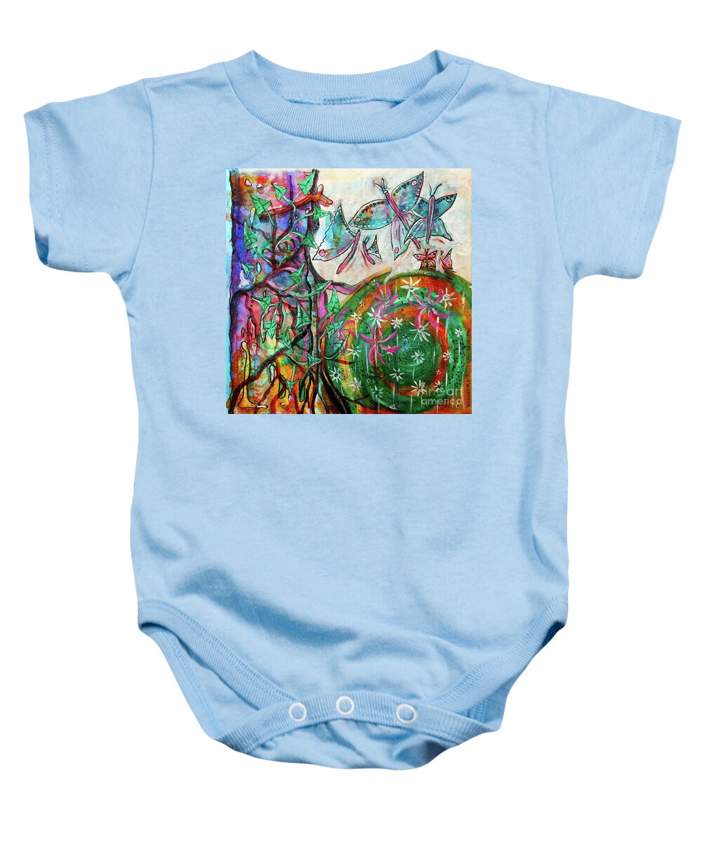 Forest Baby Onesie featuring the mixed media Beside The Fallen Tree by Mimulux Patricia No