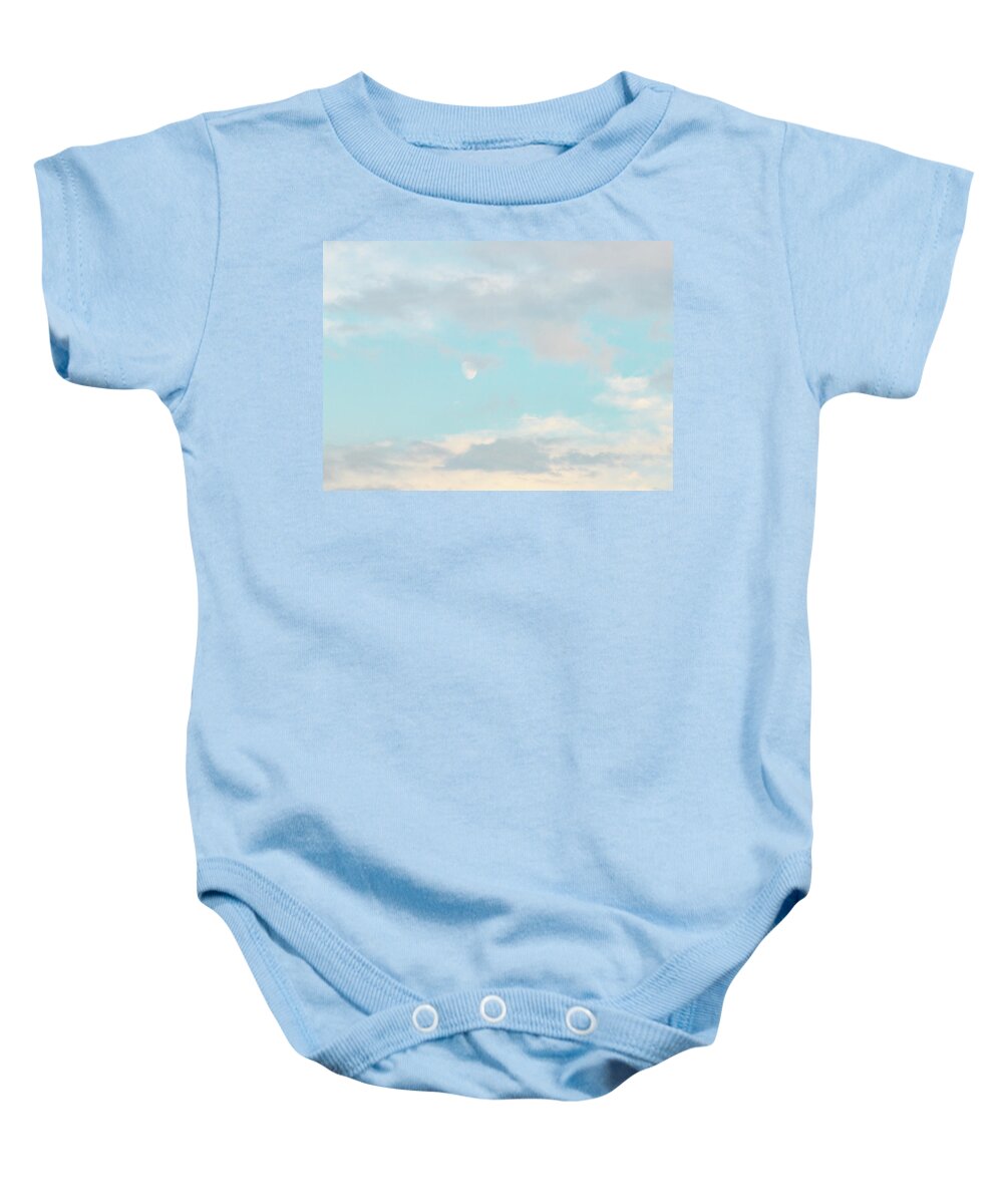 Sky Baby Onesie featuring the photograph Big Blue Moon Sky by Amelia Pearn