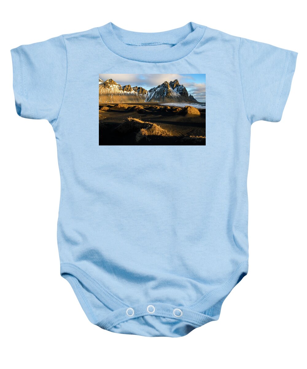 Iceland Baby Onesie featuring the photograph The Language Of Light - Black Sand Beach, Iceland by Earth And Spirit