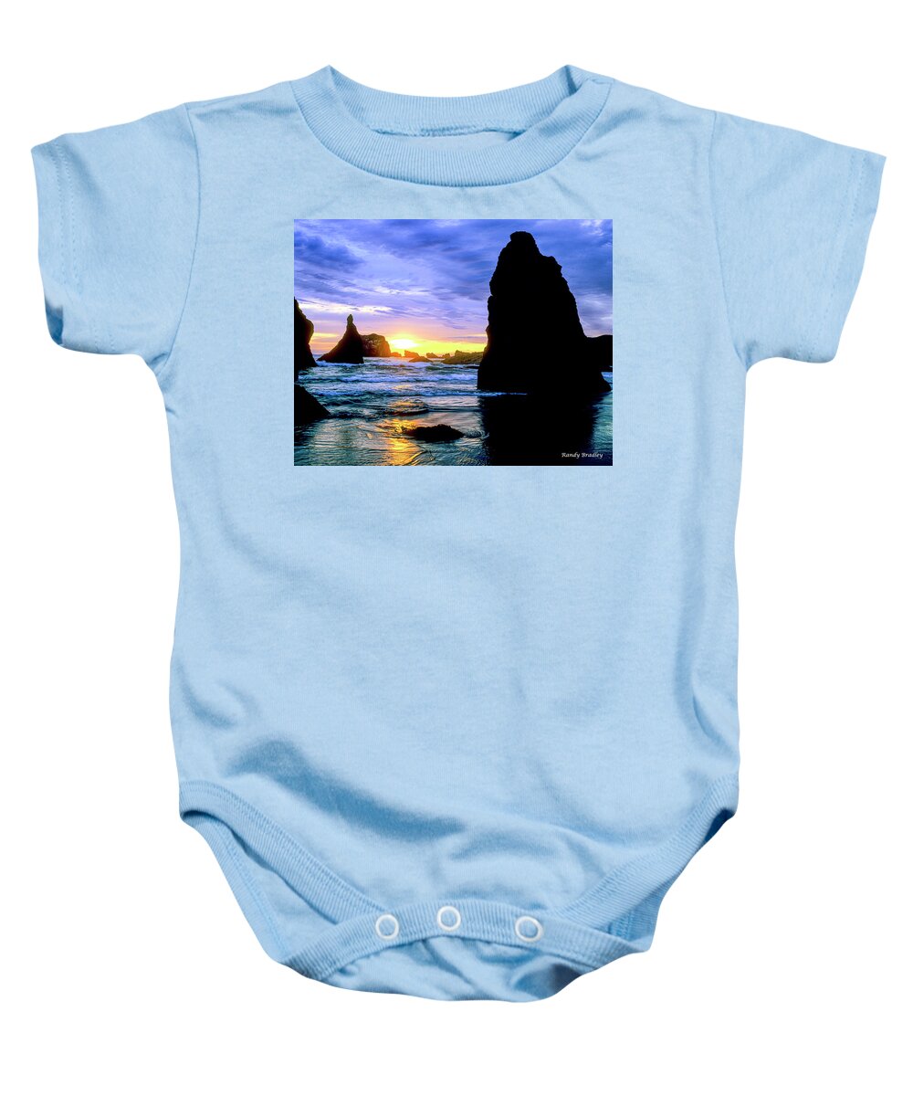 West Coast Baby Onesie featuring the photograph Blue and Gold by Randy Bradley