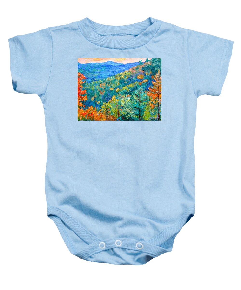 Blue Ridge Mountains Baby Onesie featuring the painting Blue Ridge Autumn by Kendall Kessler