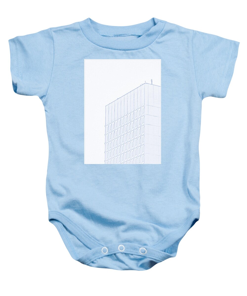 Blueprint Drawing - Abstract Architecture 15 Baby Onesie featuring the painting Blueprint Drawing - Abstract Architecture 15 by Celestial Images