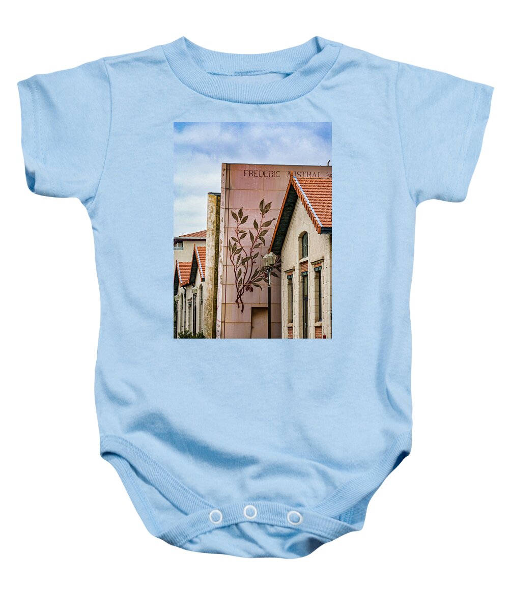 Programmatic Baby Onesie featuring the photograph Bookshelf Books in Provence France by Matthew Bamberg