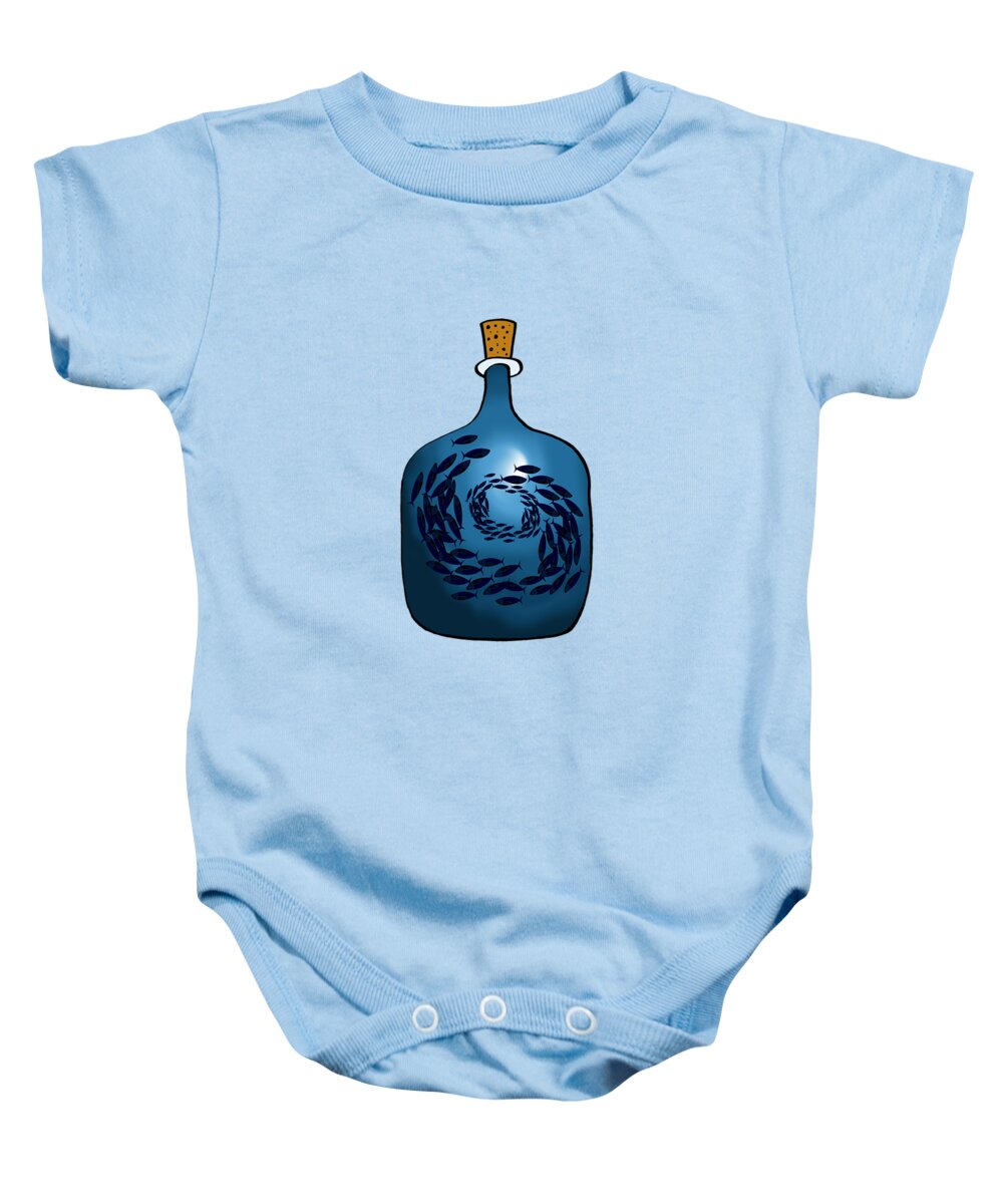 Fish Baby Onesie featuring the mixed media Bottle of Fish by Andrew Hitchen