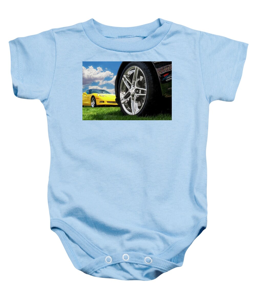  Vettes Baby Onesie featuring the photograph C Sixes by Gary Warnimont