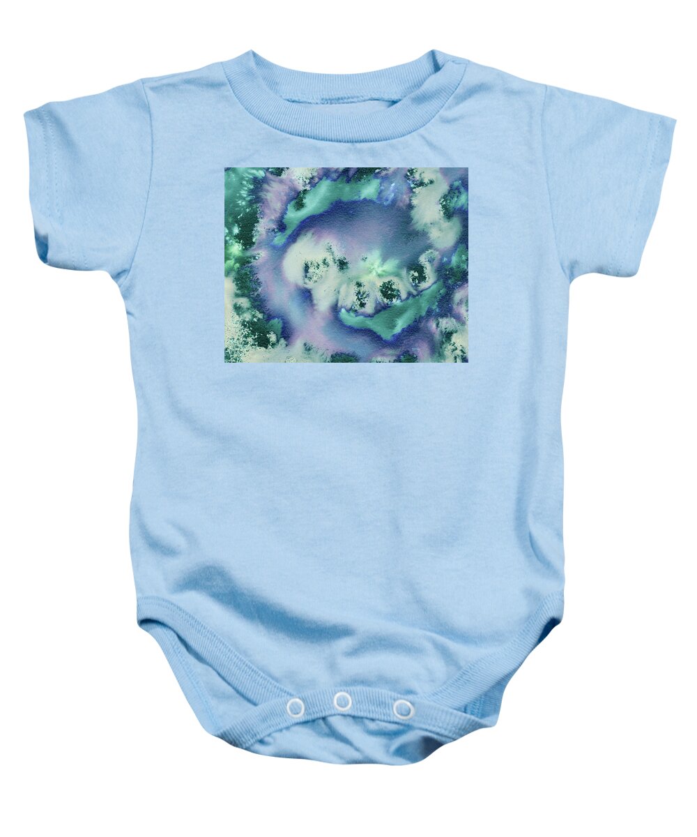 Abstract Watercolor Baby Onesie featuring the painting Calm Cool Soft Abstract Splash Of Blue And Purple Watercolor by Irina Sztukowski