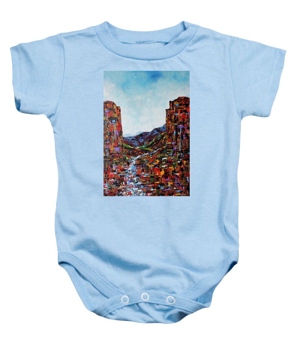 Grand Canyon Baby Onesie featuring the painting Canyon Creek #2 by Lance Headlee