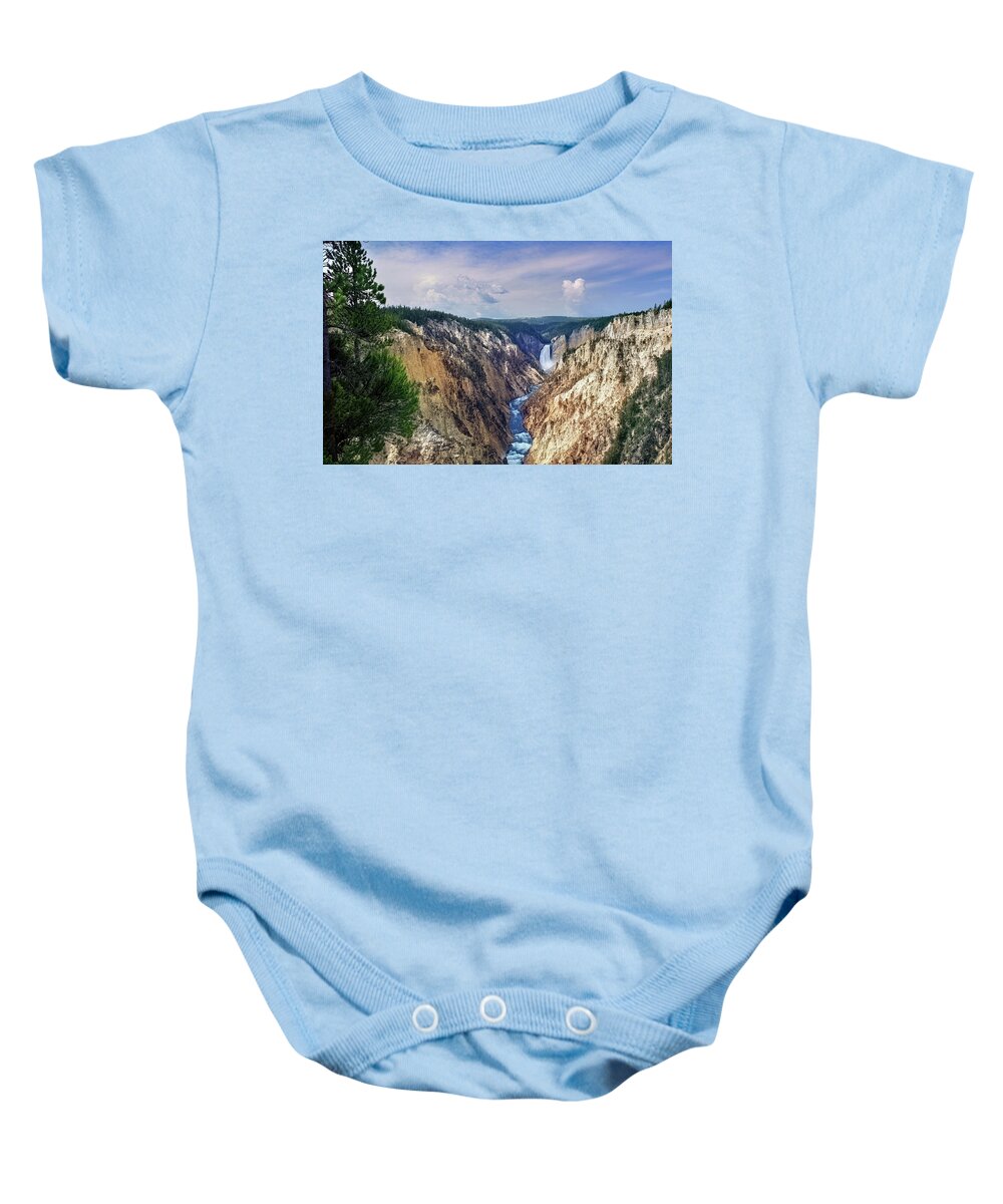 Nature Baby Onesie featuring the photograph Canyon Falls by Linda Shannon Morgan