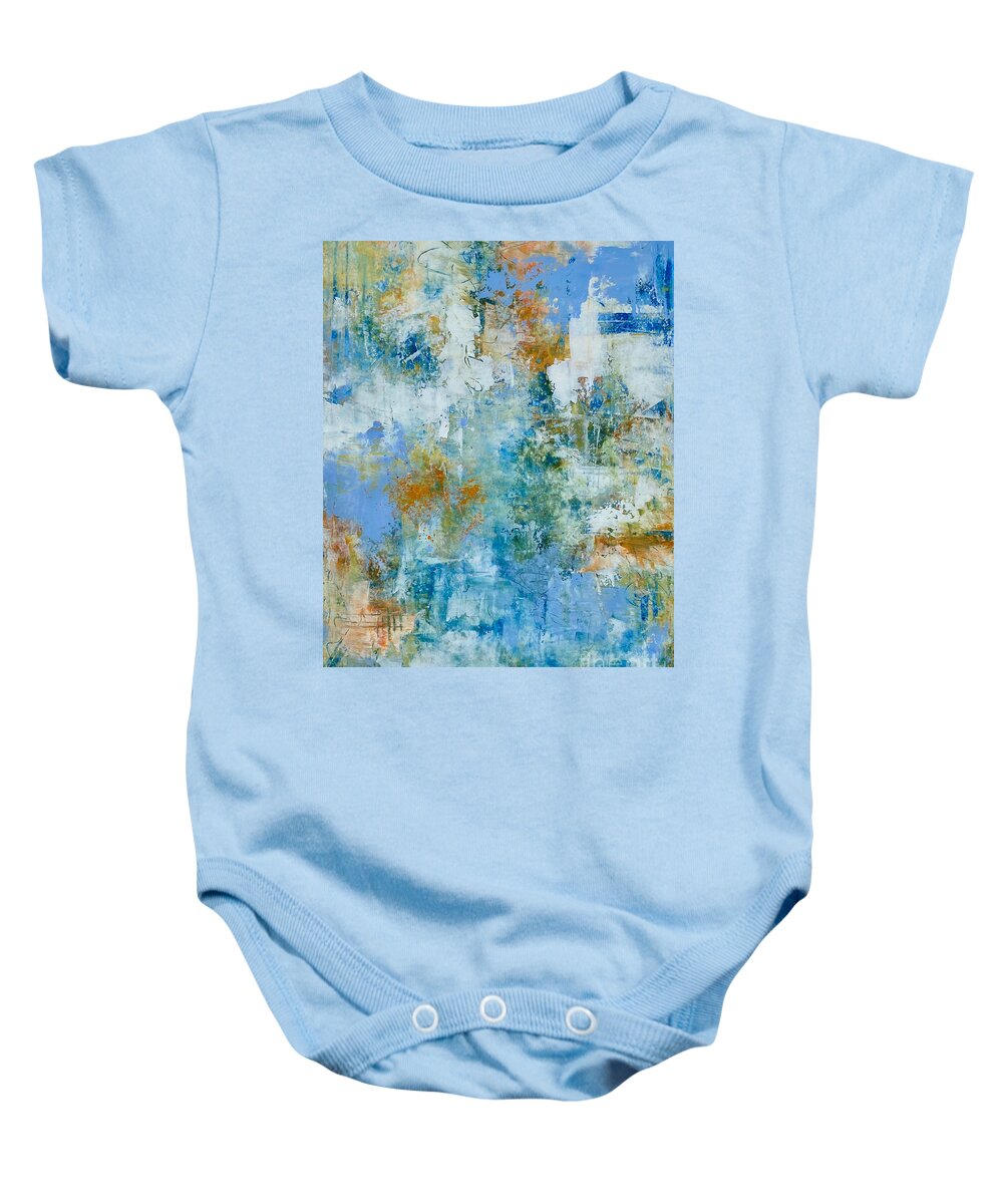 Abstract Baby Onesie featuring the painting Castles in the Air by Mary Mirabal