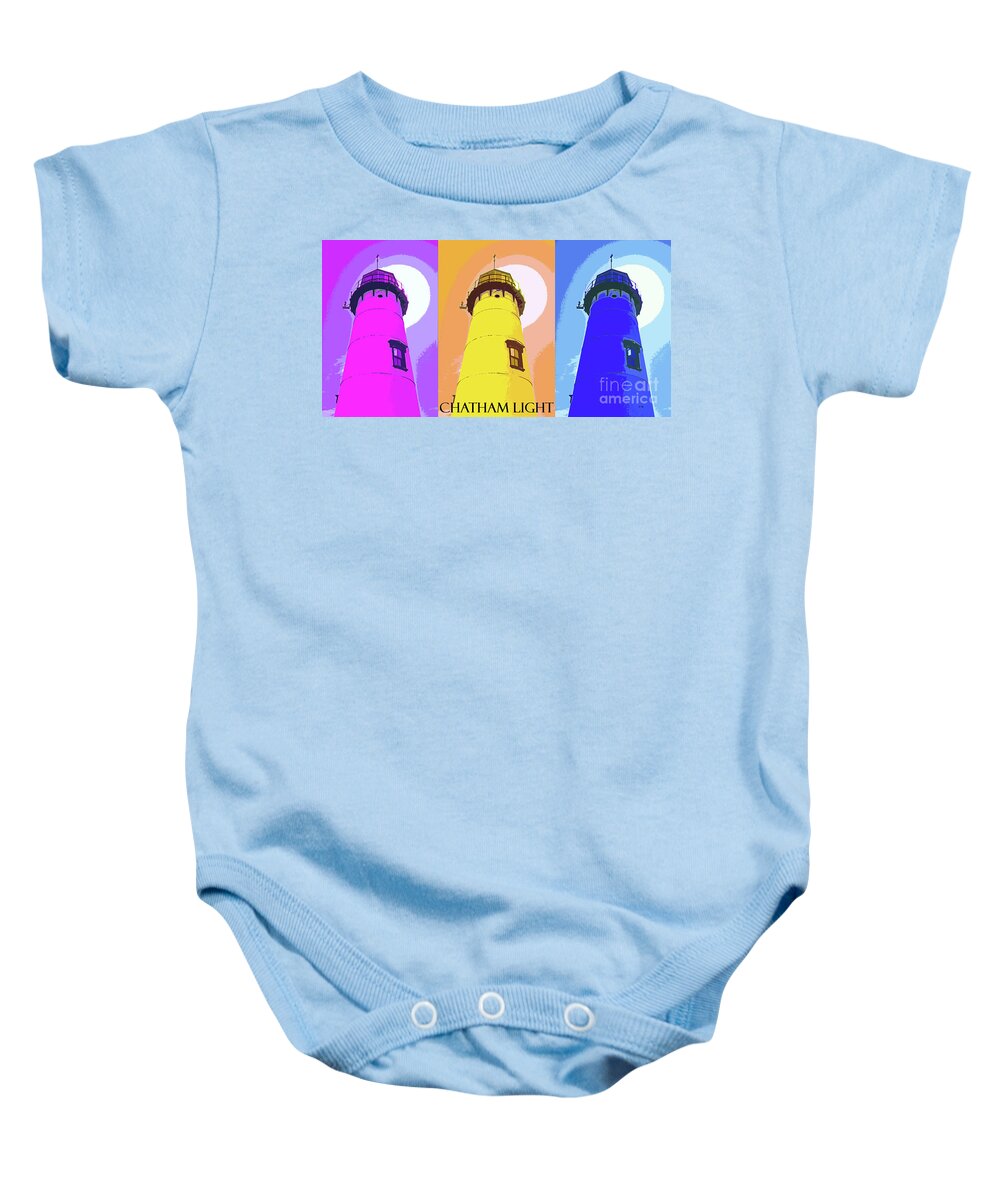 Abstract Baby Onesie featuring the mixed media Chatham Light Abstract Triptych by Sharon Williams Eng