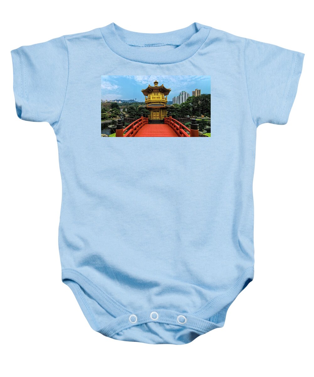 Architecture Baby Onesie featuring the digital art Chi Lin Nunnery Hong Kong by Kevin McClish