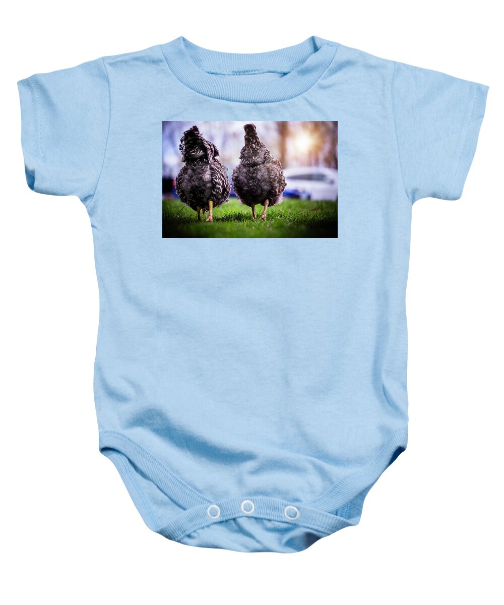  Baby Onesie featuring the photograph Chicken Butts by Nicole Engstrom