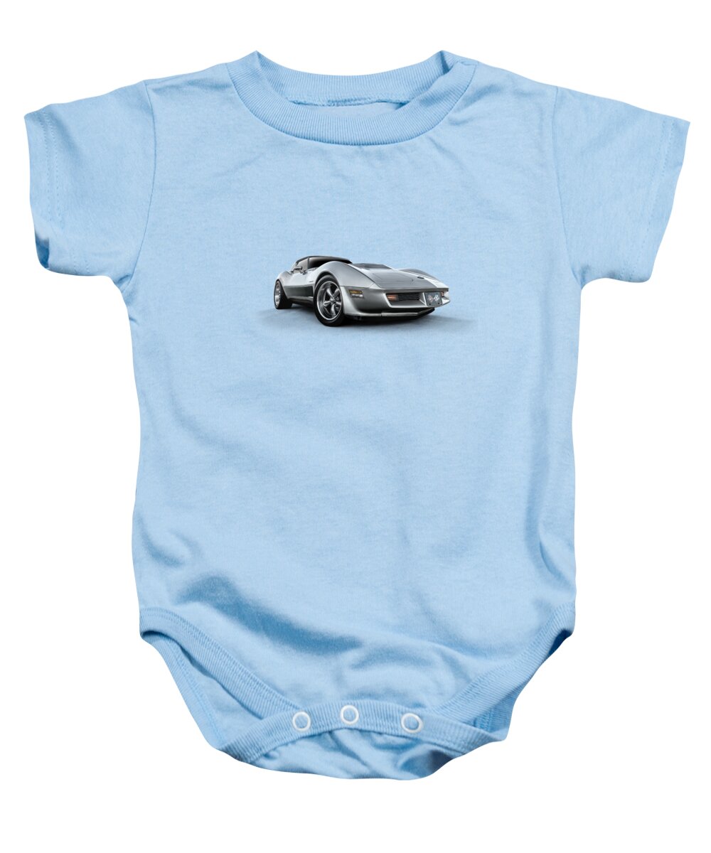 Corvette Baby Onesie featuring the digital art Classic C3 Corvette by Douglas Pittman