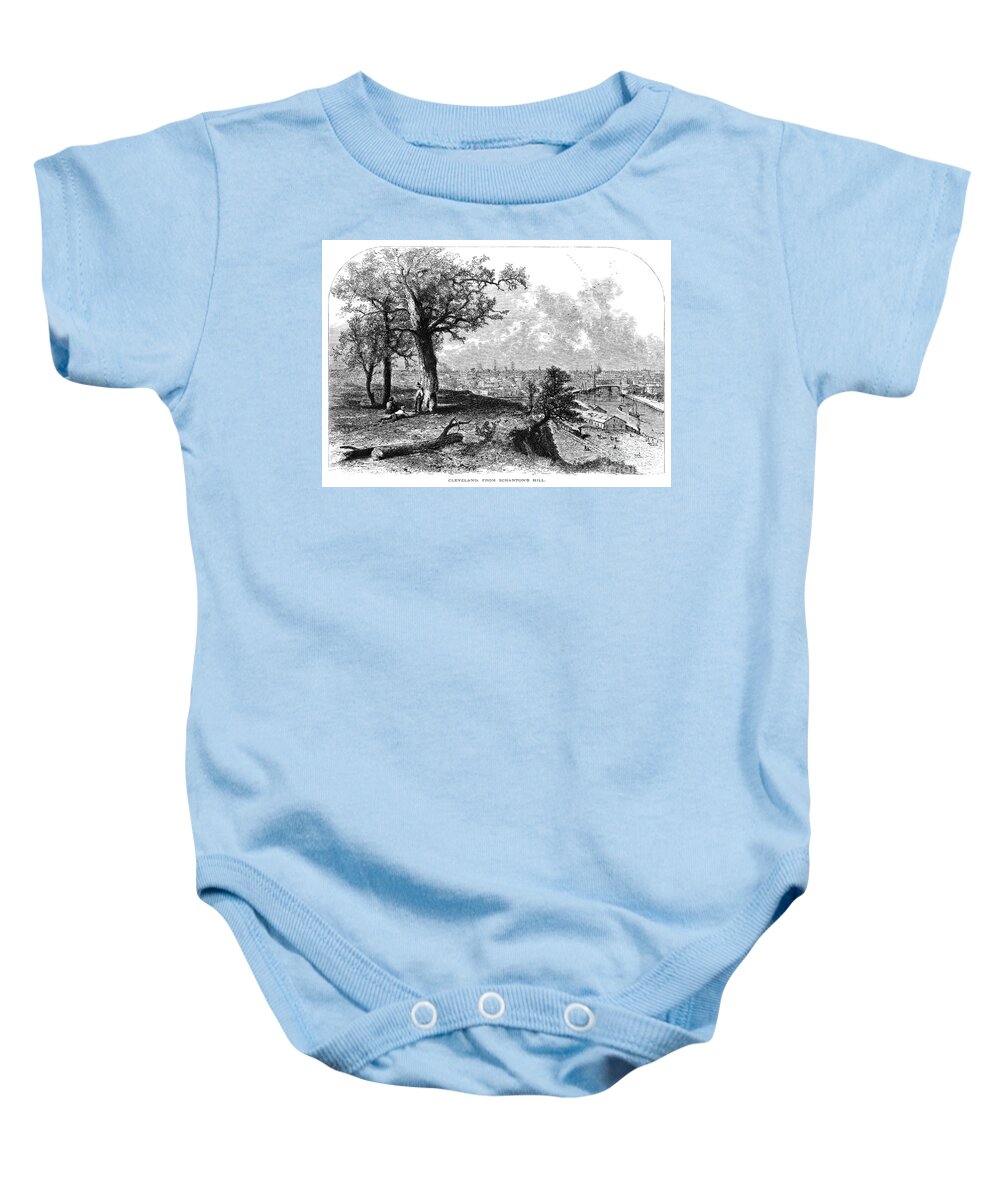 1872 Baby Onesie featuring the drawing Cleveland, Ohio by John Douglas Woodward