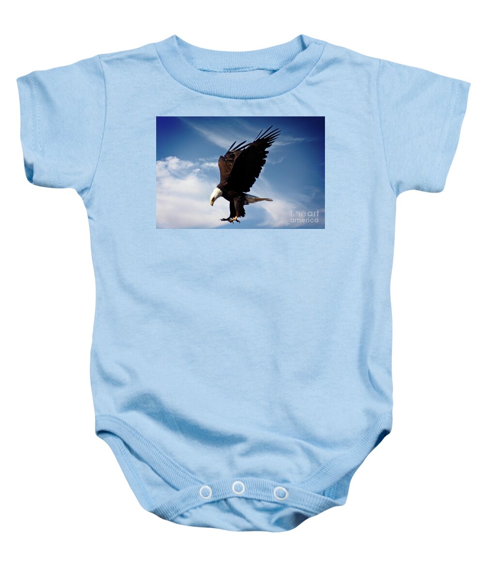 Eagle Baby Onesie featuring the photograph Coming in Hot by Bob Hislop