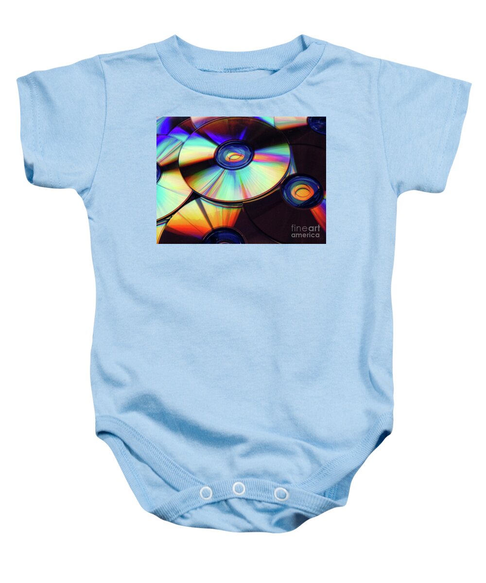 Compact Disks Baby Onesie featuring the digital art Compact Disks by Phil Perkins