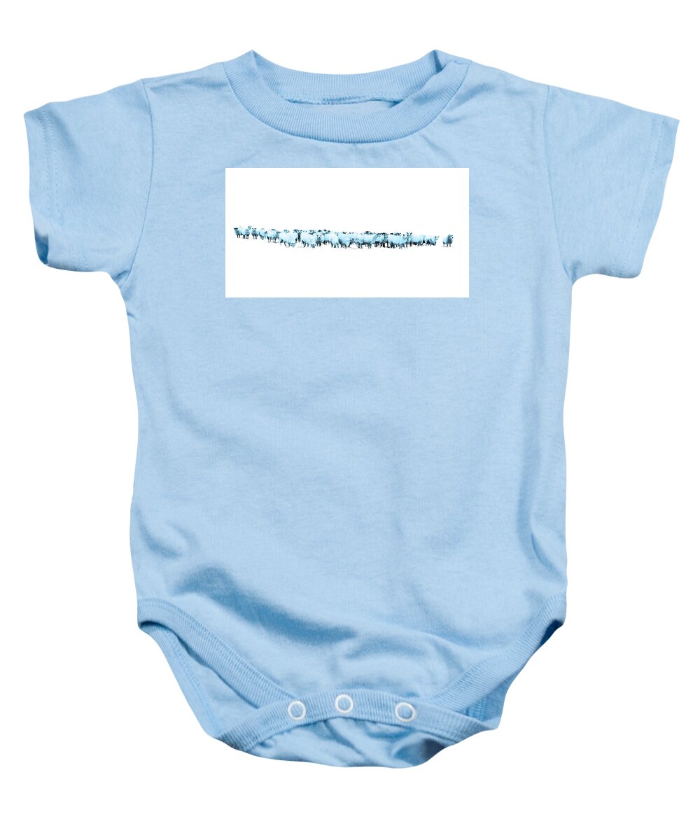 Sheep Baby Onesie featuring the photograph Counting Blue Sheep for Boys Room by Andrea Kollo