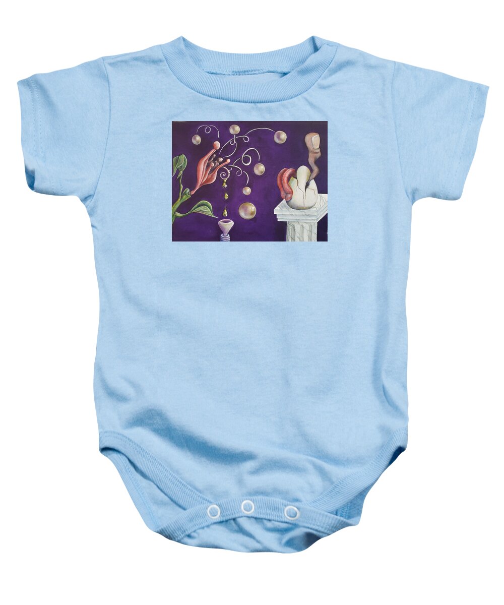 Thumb Baby Onesie featuring the painting Creative Mousetrap by Vicki Noble