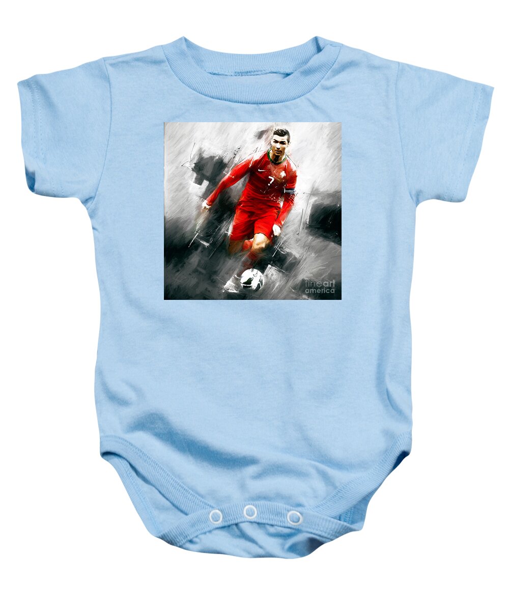 Cristiano Ronaldo Baby Onesie featuring the painting Cristiano Ronaldo 06i by Gull G