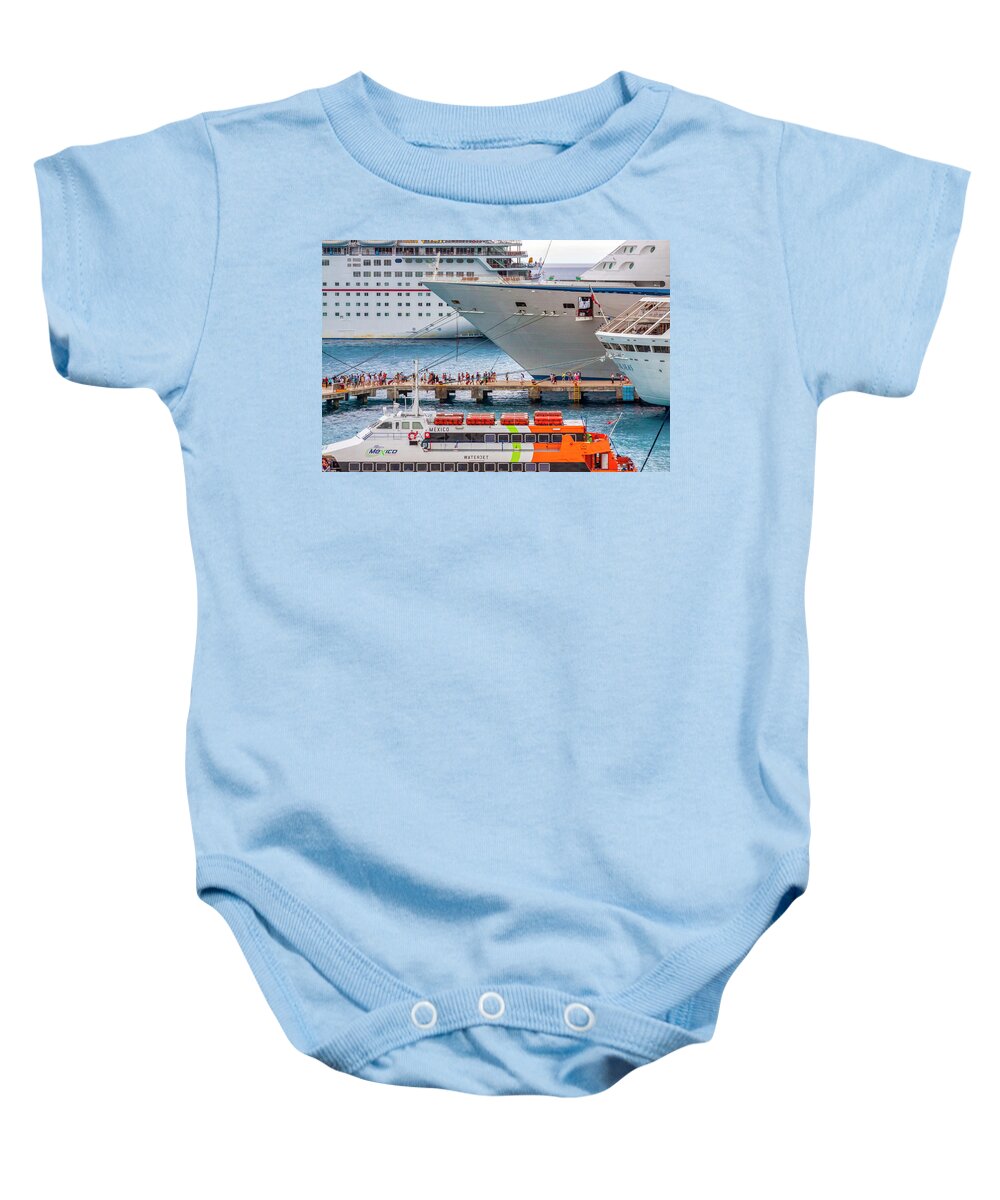Vacation Baby Onesie featuring the photograph Cruise ships in Cozumel, Mexico by Tatiana Travelways