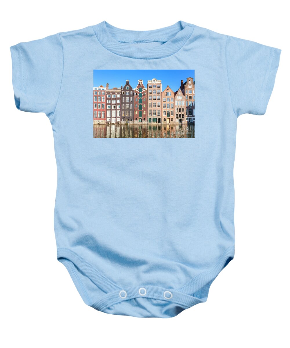 Amsterdam Baby Onesie featuring the photograph Damrak houses, Amsterdam by Neale And Judith Clark