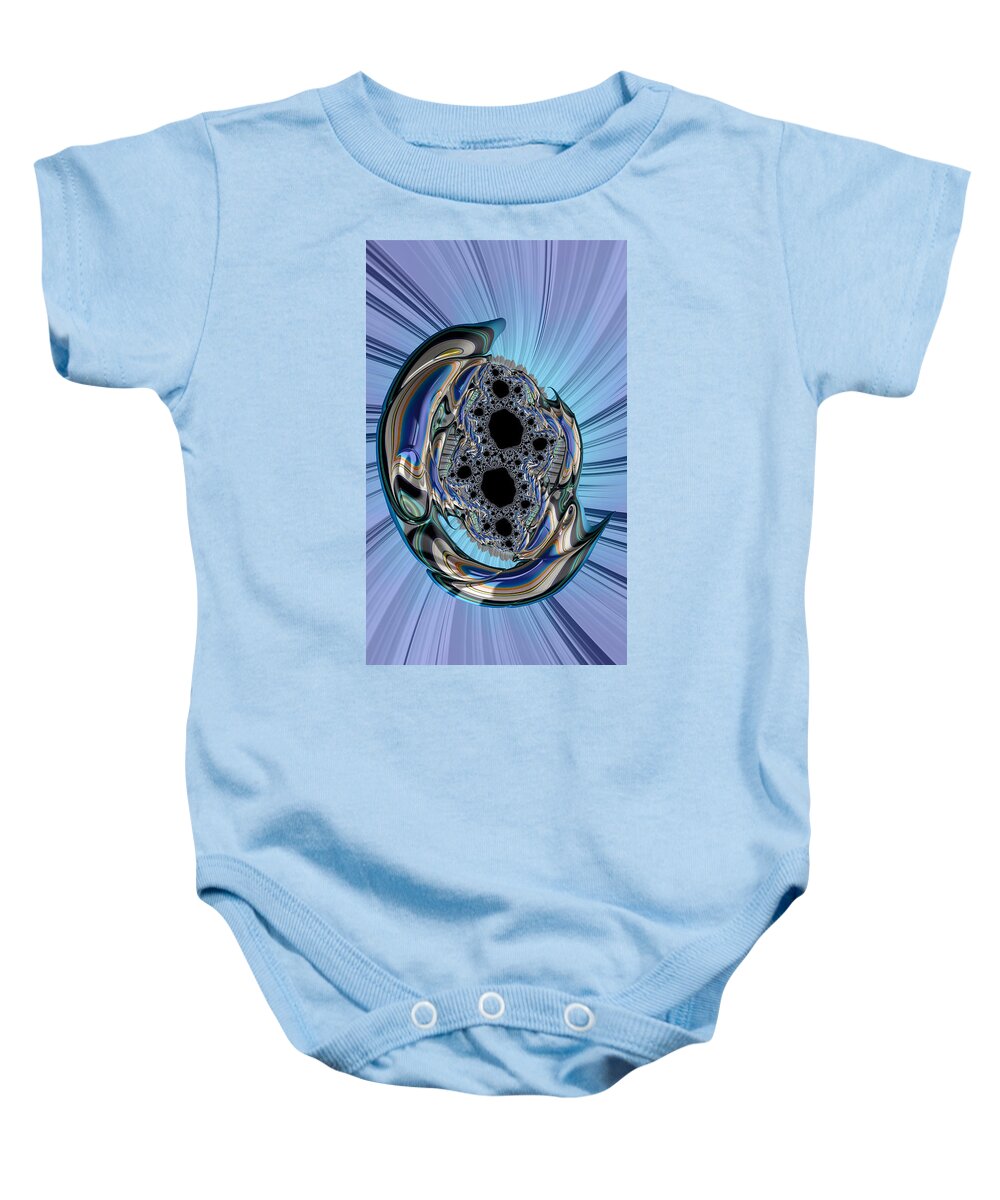 Fractal Baby Onesie featuring the digital art Dance of the Blue Dolphin Fractal Art by Shelli Fitzpatrick