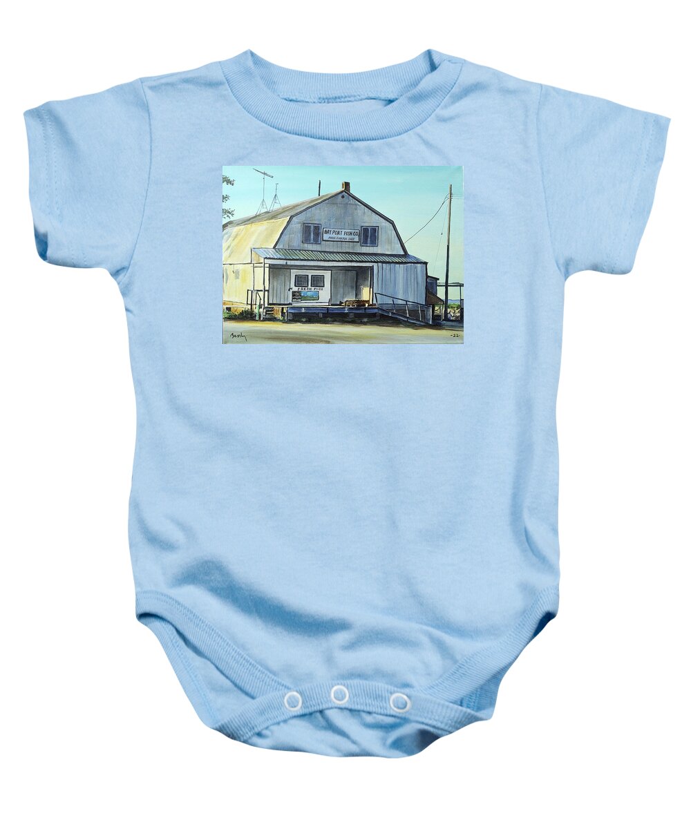 Bay Port Michigan Baby Onesie featuring the painting Done For Today by William Brody