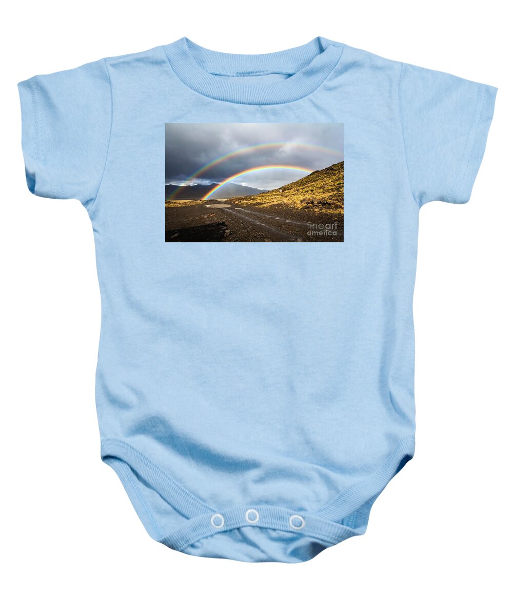 Rainbow Baby Onesie featuring the photograph Double rainbow by Lyl Dil Creations