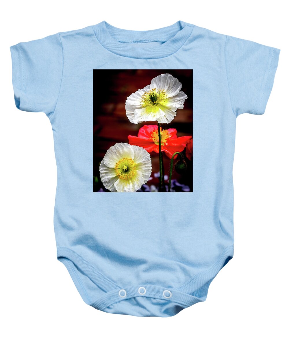 Poppy Baby Onesie featuring the photograph Dramatic Poppies by Elvira Peretsman