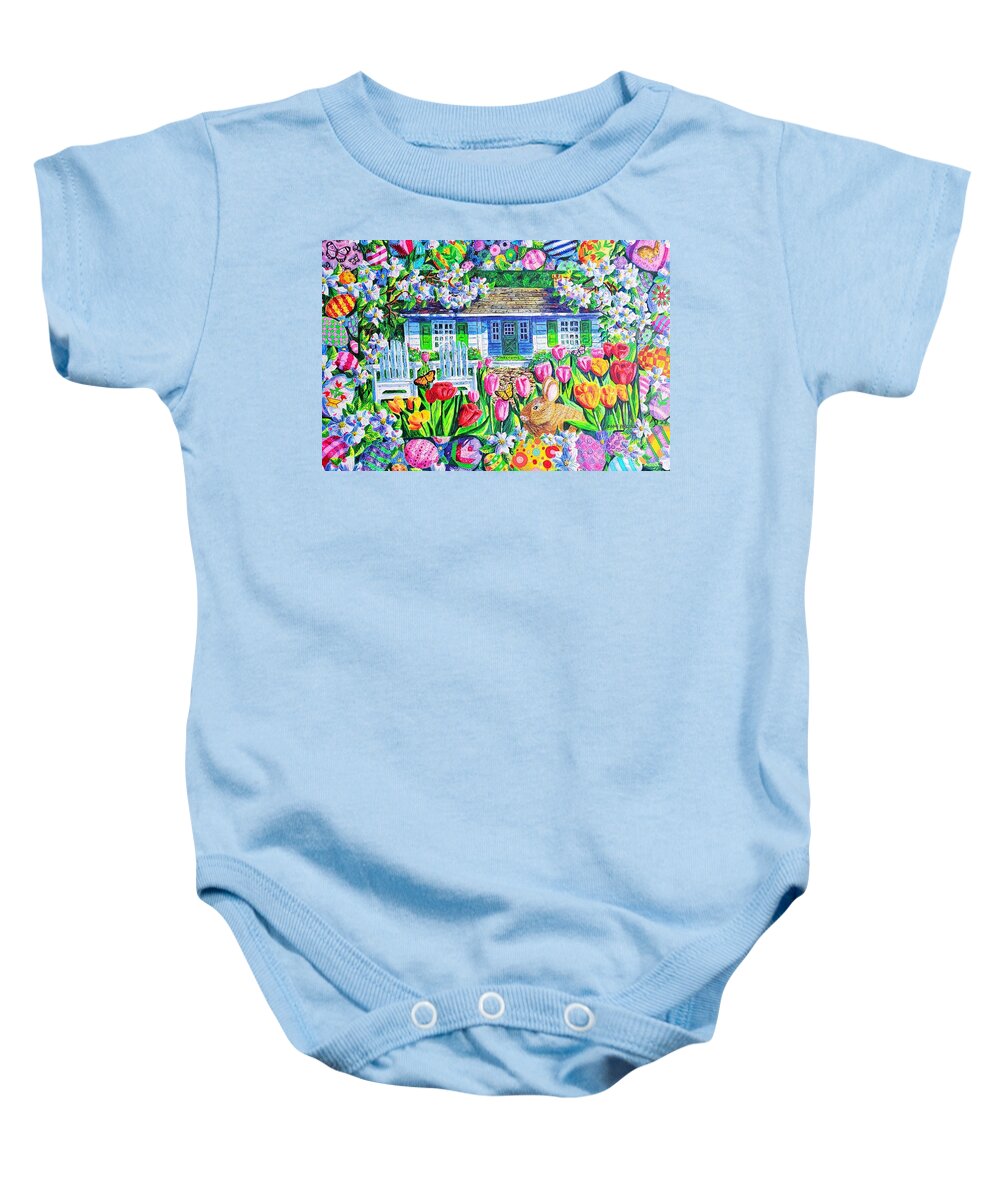 Easter Baby Onesie featuring the painting Easter Garden by Diane Phalen