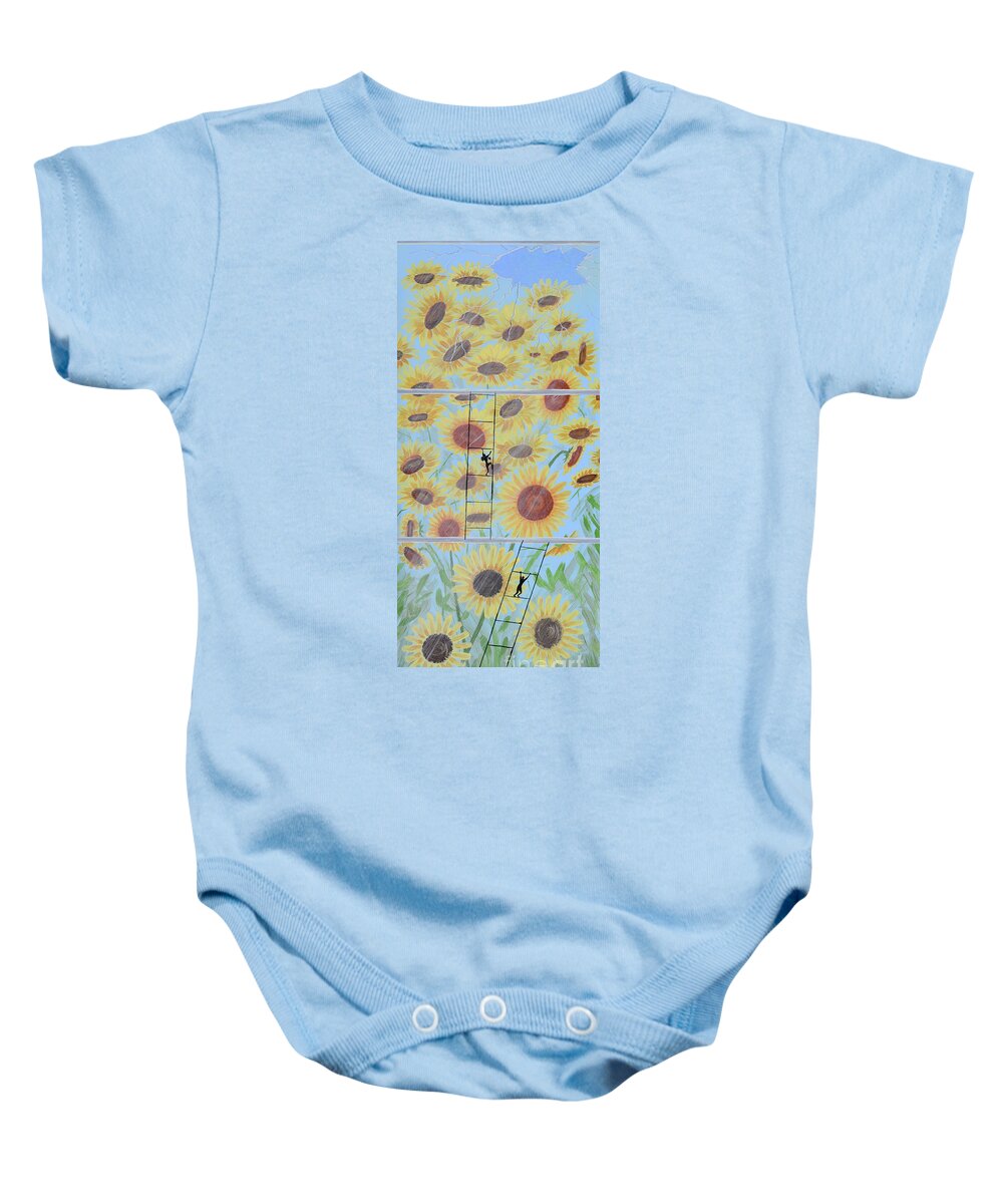Covid-19 Baby Onesie featuring the painting Escaping the Quarantine by Aicy Karbstein