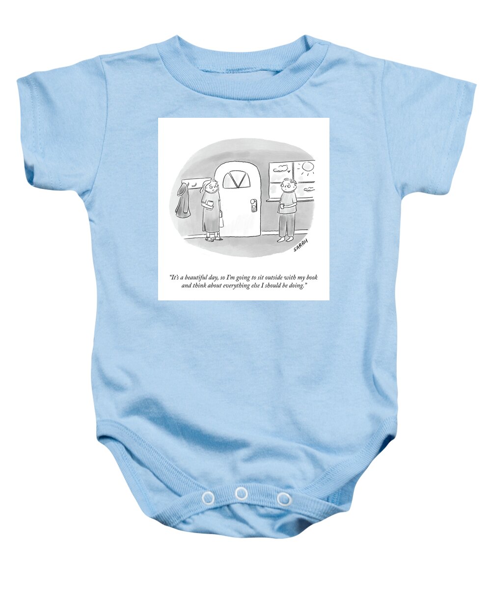 it's A Beautiful Day Baby Onesie featuring the drawing Everything Else I Should Be Doing by Sarah Kempa