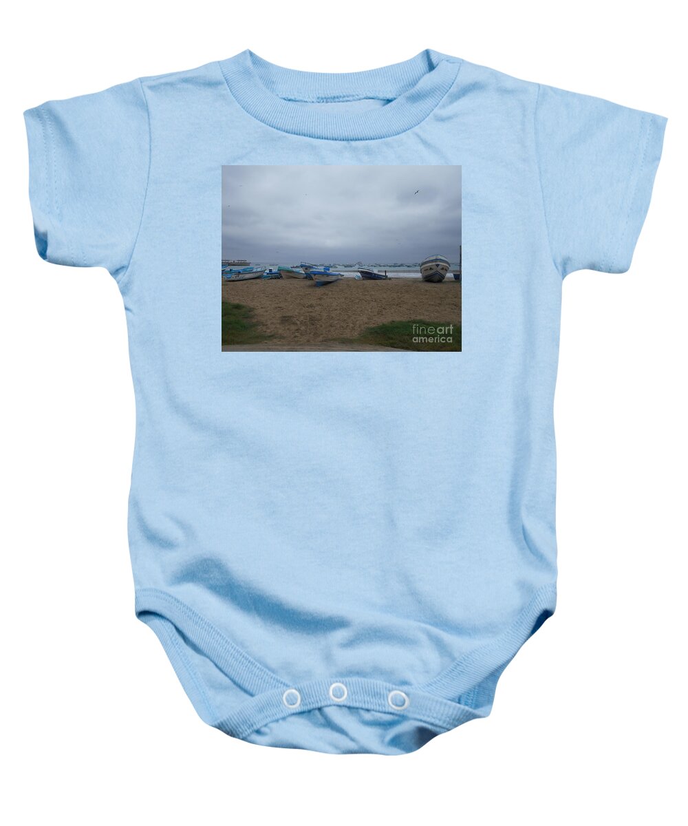 Boats Baby Onesie featuring the photograph Fishing boats by Nancy Graham