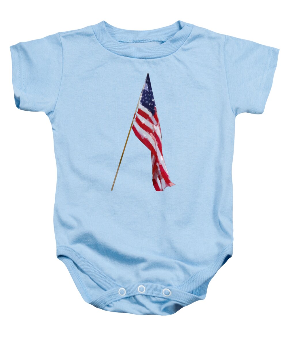 Flag Baby Onesie featuring the painting Flag Day by Judy Cuddehe