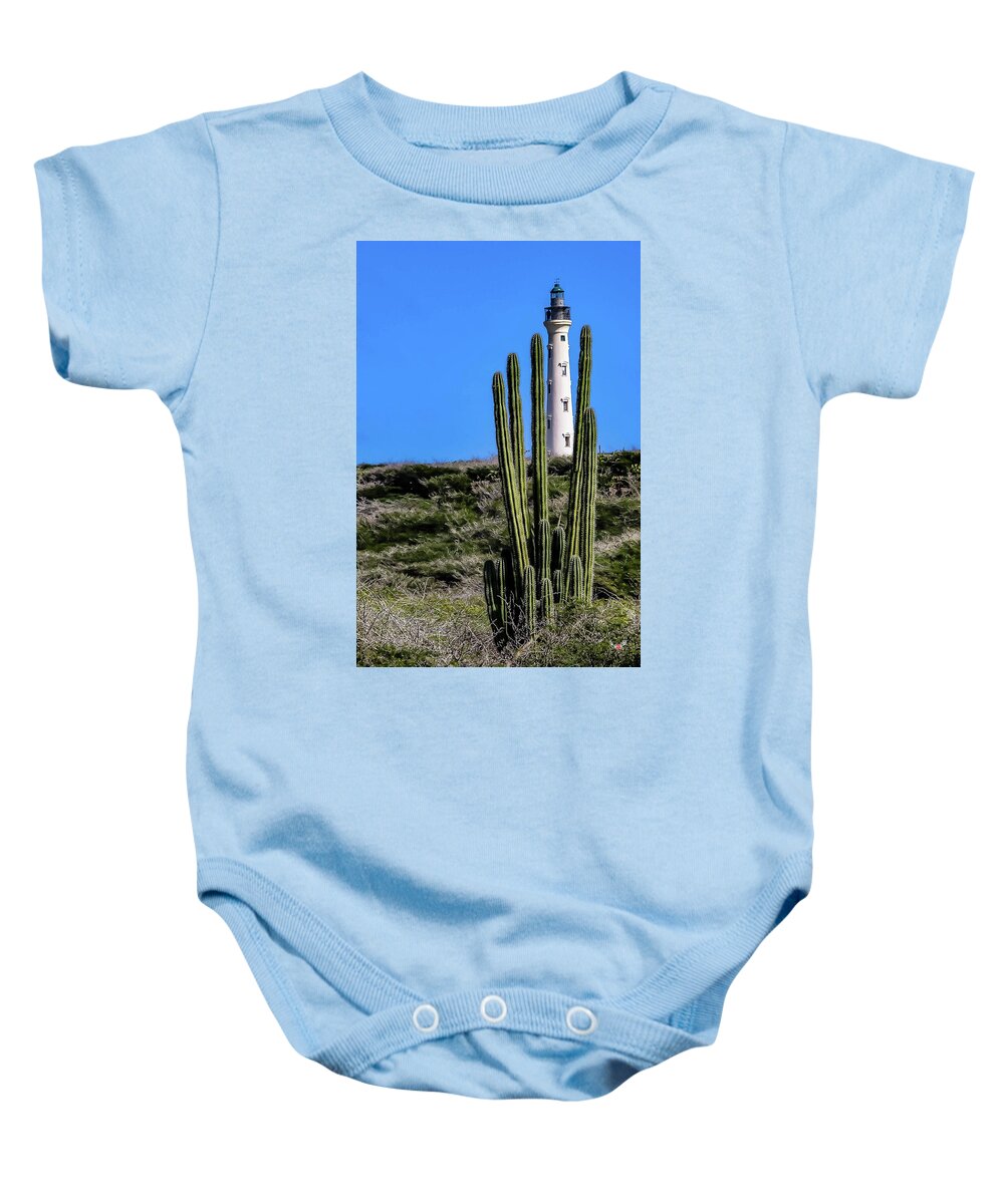 Cactus Baby Onesie featuring the photograph Framed Lighthouse by Pam Rendall