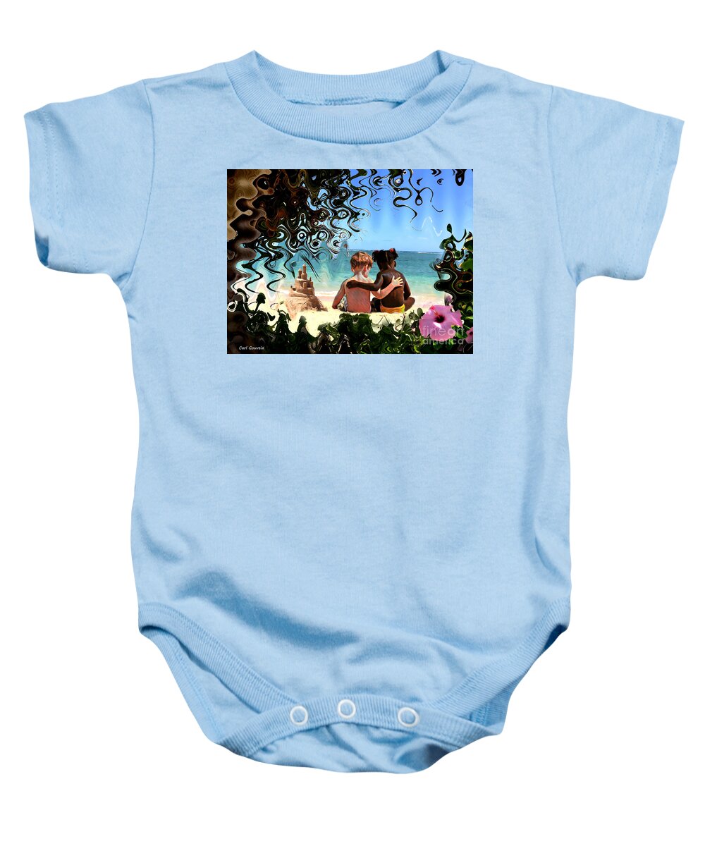Black Baby Onesie featuring the mixed media Friends 4 life by Carl Gouveia