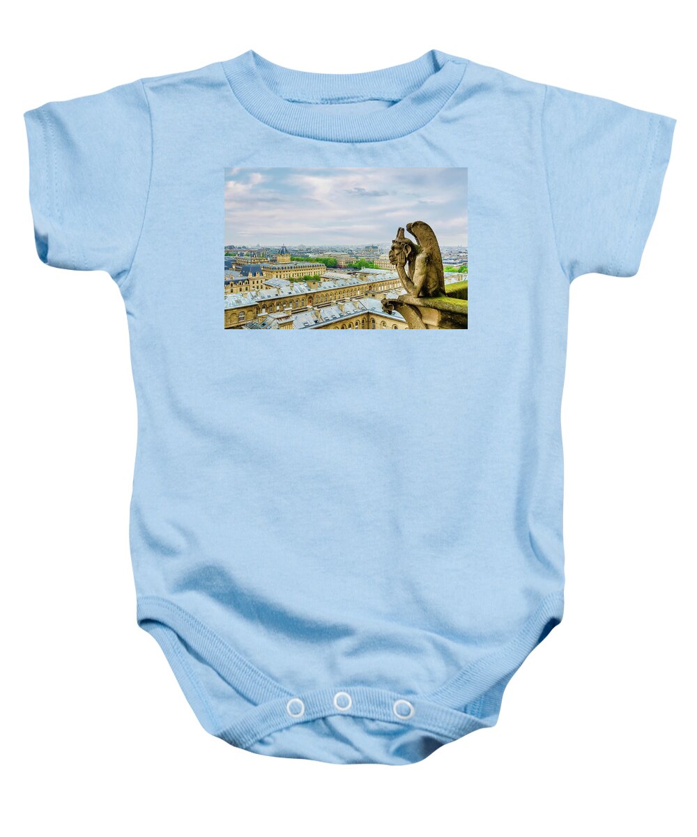 Gargoyle Baby Onesie featuring the photograph Gargoyle of Notre Dame Cathedral in Paris I by Alexios Ntounas