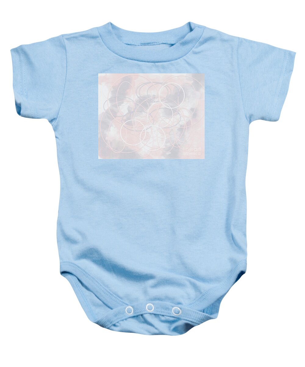 Pink Baby Onesie featuring the digital art Geometric abstract in pink and grey by Bentley Davis