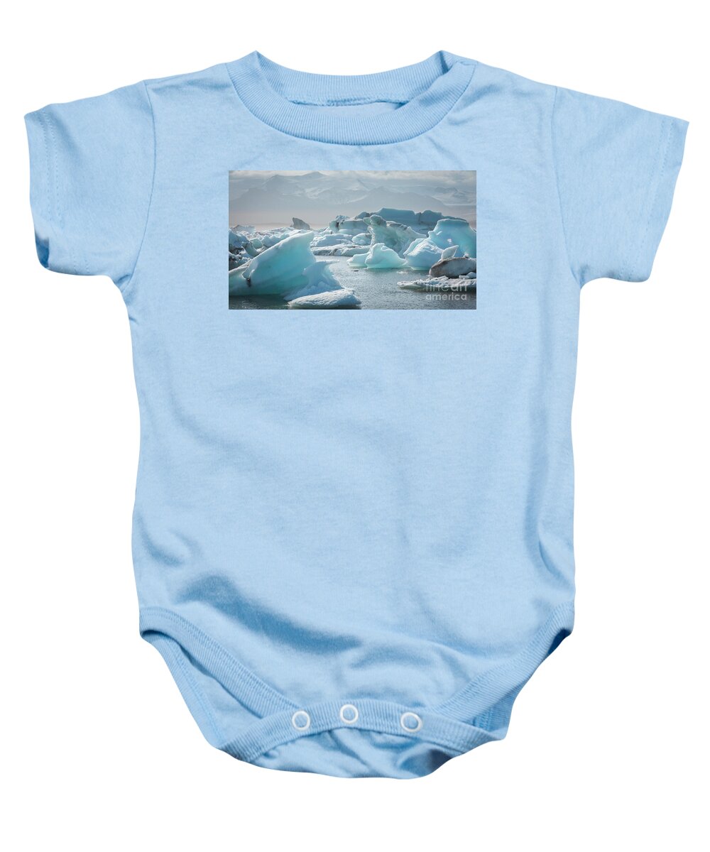 Canon Baby Onesie featuring the photograph Glacial lagoon in afternoon light by Agnes Caruso