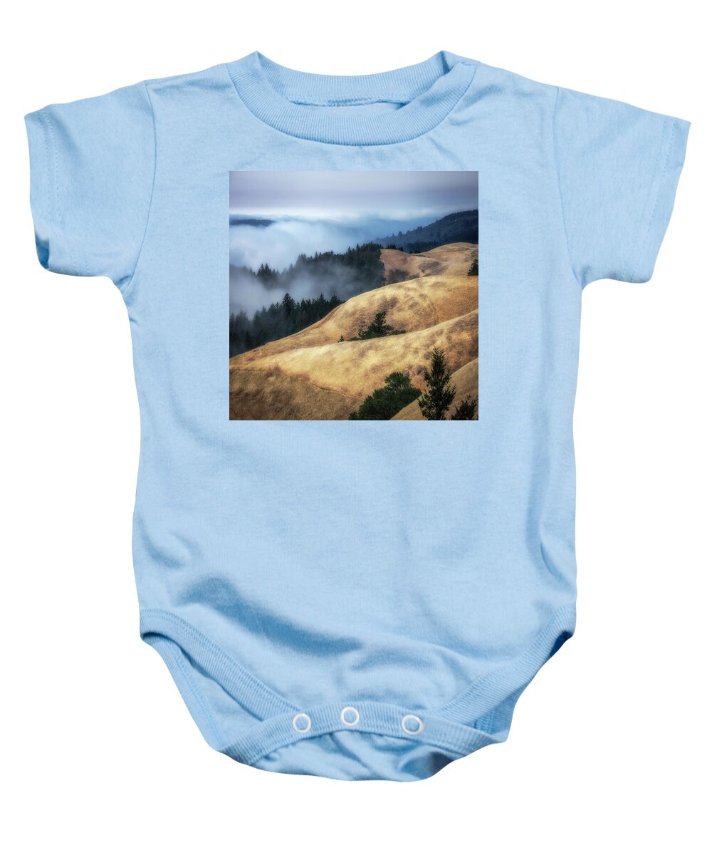 Golden Hills Baby Onesie featuring the photograph Golden Hills, Mt. Tamalpais by Donald Kinney