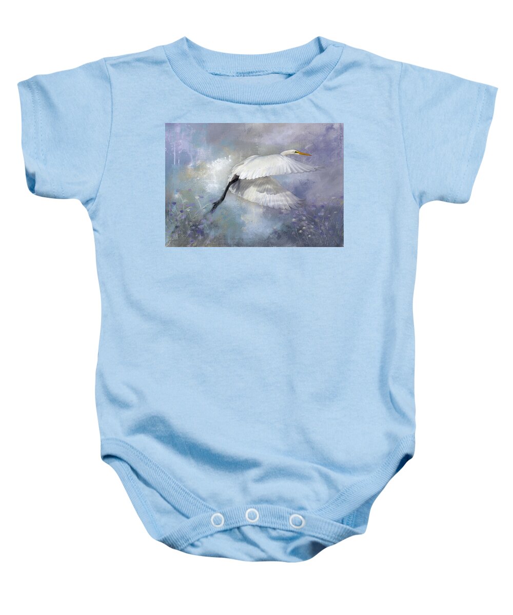 New Upload Baby Onesie featuring the photograph Great Egret by Theresa Tahara