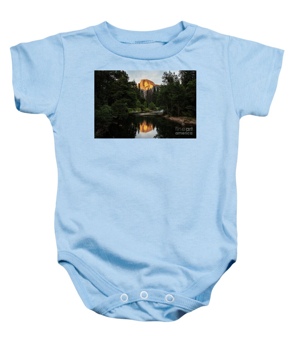Yosemite Baby Onesie featuring the photograph Half Dome on Fire by Erin Marie Davis