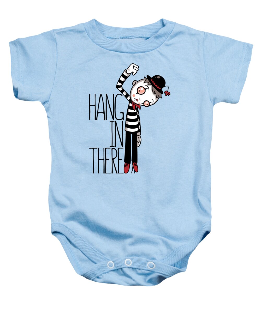 Mime Baby Onesie featuring the digital art Hang In There Mime by John Schwegel